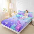 thumbnail image 3 of Castle Fairy Glitter Mermaid Tail Tile King Sheets 4pcs,Starfish Shell Pastel Scale Seamless Print Bedding,Sky Lavender,1 Fitted Sheet,1 Flat Sheet and 2 Pillowcases, 3 of 6