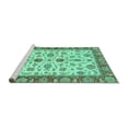 thumbnail image 2 of Ahgly Company Machine Washable Indoor Square Oriental Turquoise Blue Traditional Area Rugs, 6' Square, 2 of 4