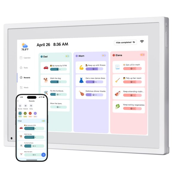 Calendario digital Dragon Touch de 10" con pantalla táctil, planificador inteligente