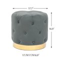 thumbnail image 6 of Homebeez Round Velvet Ottoman Footrest Stool Gray, 6 of 6