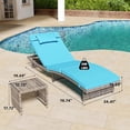 thumbnail image 2 of YODOLLA Ensemble de Loisirs Extérieur 3 Pcs, Chaise Longue Courbée Réglable avec table d'Appoint, Mobilier en Rotin PE durable, Bleu, 2 of 10