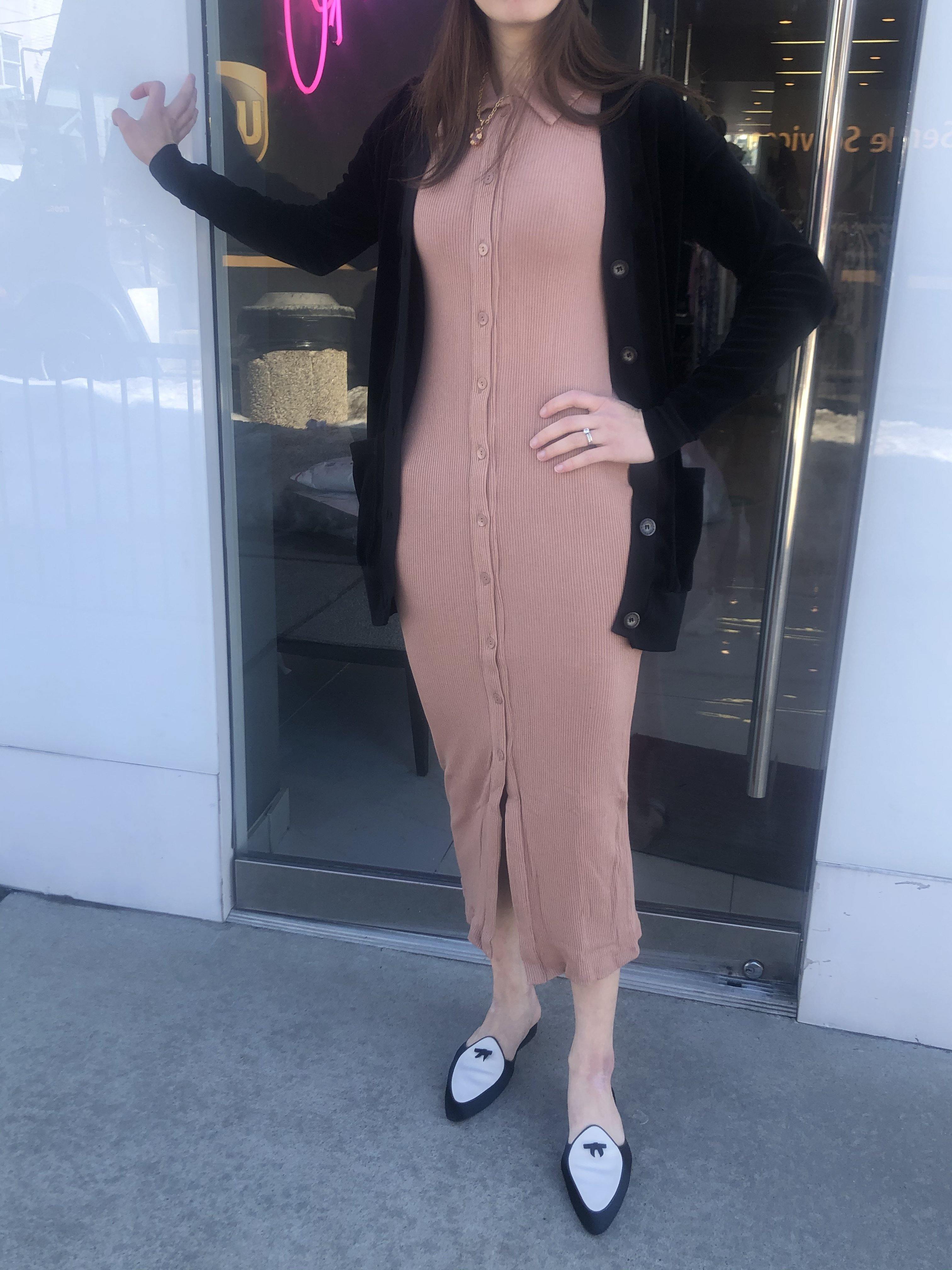 Kiki Riki Ribbed Button Down Maxi Dress 