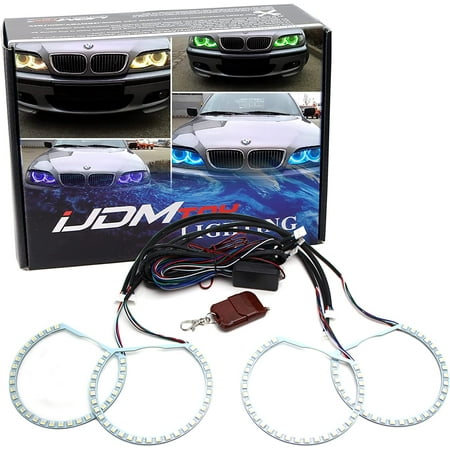 120-SMD RGBW Multi-Color LED Angel Eyes Halo Ring Lighting Kit w/Wireless  Remote Control for BMW E36 E46 E38 E39 3 5 7 Series