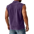 thumbnail image 4 of Inglocry Big and Tank Tops for Men Vintage Denim Henley Shirts Casual Button Up Acid Wash T-shirt Sleeveless Boxy Tee Shirts Light Purple 3XL, 4 of 5
