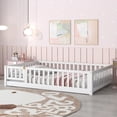 thumbnail image 5 of UHOMEPRO Full Size Floor Bed with Slats and Safety Guardrail, Full Size Montessori Floor Bed with Fence and Door, Easy Assemble Montessori Beds for Kids, Girls, Boys, White, 5 of 13