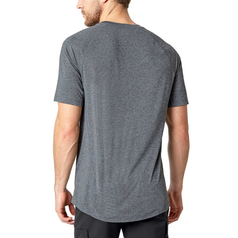 Mondetta Men’s Active Tee 2-Pack 4-Way Stretch Breathable, Black/Gray Large