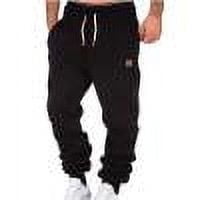 USNSM Mens Fleece Cargo Sweatpants Heavyweight Elastic Waist Workout Jogger Trousers Baggy Work Hiking Lounge Pants with Pockets Black L