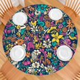 thumbnail image 2 of Pioneer Flower Floral Print Pattern Round Fitted Tablecloth with Elastic Edge,Dining Table Cover Waterproof,Outdoor Round Tablecloth for Camping,Dining,Indoor and Outdoor, 2 of 7