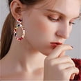 thumbnail image 3 of Pendientes acrílicos con colgante de goteo de resina ovalada geométrica para mujer, aretes de aro bohemios, aretes con personalidad, 3 of 5
