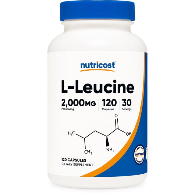 Suplemento Nutricost L-leucina 2000 mg 120 cápsulas