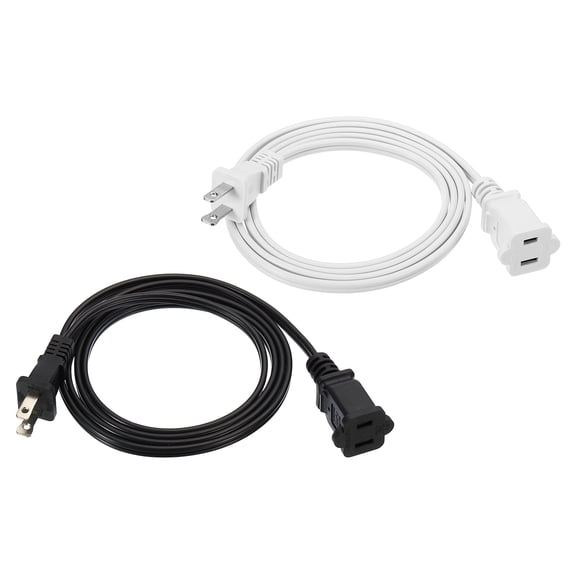 Uxcell 2 Prong 5Ft Extension Cord Male/Female Power Cord 2 Outlet Polarized Plug, 2 Pack
