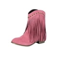 thumbnail image 2 of FRSASU Women's Fashionable Casual Versatile Cool Winter Tassel Sleeve Boots Short Boots Thick Heel Ankle Boots Pink, 2 of 6