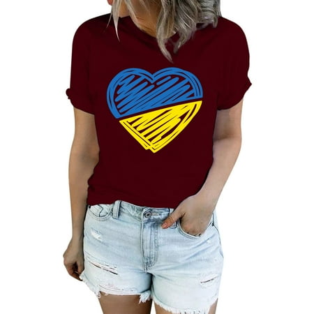 

ZIZOCWA Women Short Sleeve Crew Neck Loose T Shirt Under Scrub Women Long Sleeve Shirts Ukraine Blouse Print Casual Womens Sleeve Shirt Short Fashion T Top Women S T-Shirts Long Sleeve Pocket Shirt