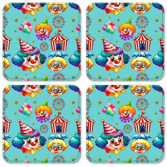 Vinyl Drink Coasters - Set of 4 - Clowns