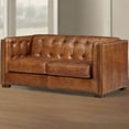 thumbnail image 3 of Crafters and Weavers Tuxedo Contemporary Leather Arm Chair in Light Brown, 3 of 7