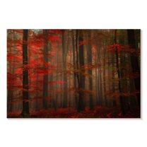 Elephant Stock Fiery Autumn Forest Wall Art - Horizontal Canvas Wall Art - Living Room Wall Decor - Floral And Botanical Canvas - Brown And Red Decor - 36" x 24"