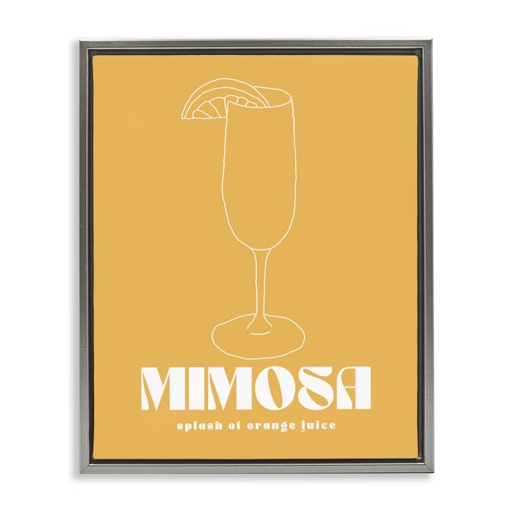 Stupell Industries Modern Mimosa Splash of OJ Gray Floating Frame Canvas Art, 17 x 21, by House of Lulu