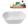 thumbnail image 3 of 63" Streamline G-19-130-PBR Soaking Glossy White Freestanding Tub and Tray With Internal Drain in Polished Brass, 3 of 9