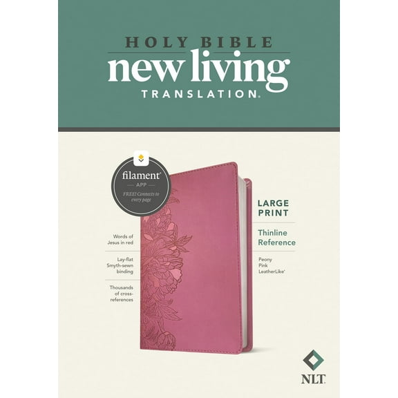 NLT Large Print Thinline Reference Bible/Filament Enabled-Peony Pink LeatherLike