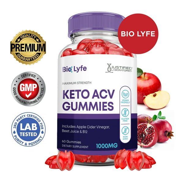 Bio Lyfe Keto ACV Gummies 1000MG Dietary Supplement 60 Gummys