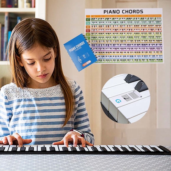 PEONAVET Paper String Fingering Diagram Paper String Fingering Diagram Piano Chord Cards Teaching Cards for Piano Players Adults Children