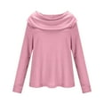 thumbnail image 6 of Posijego Women's Cowl Neck Sweatshirts Plus Size Long Sleeve Lightweight Solid Color Loose Pullover Shirts Tops for Women, 6 of 8