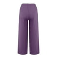 thumbnail image 5 of WULMLEO Linen Pants Women Spring Summer Dressy Casual High Waisted Drawstring Pant Cotton Straight Leg Lounge Trousers Purple S, 5 of 7