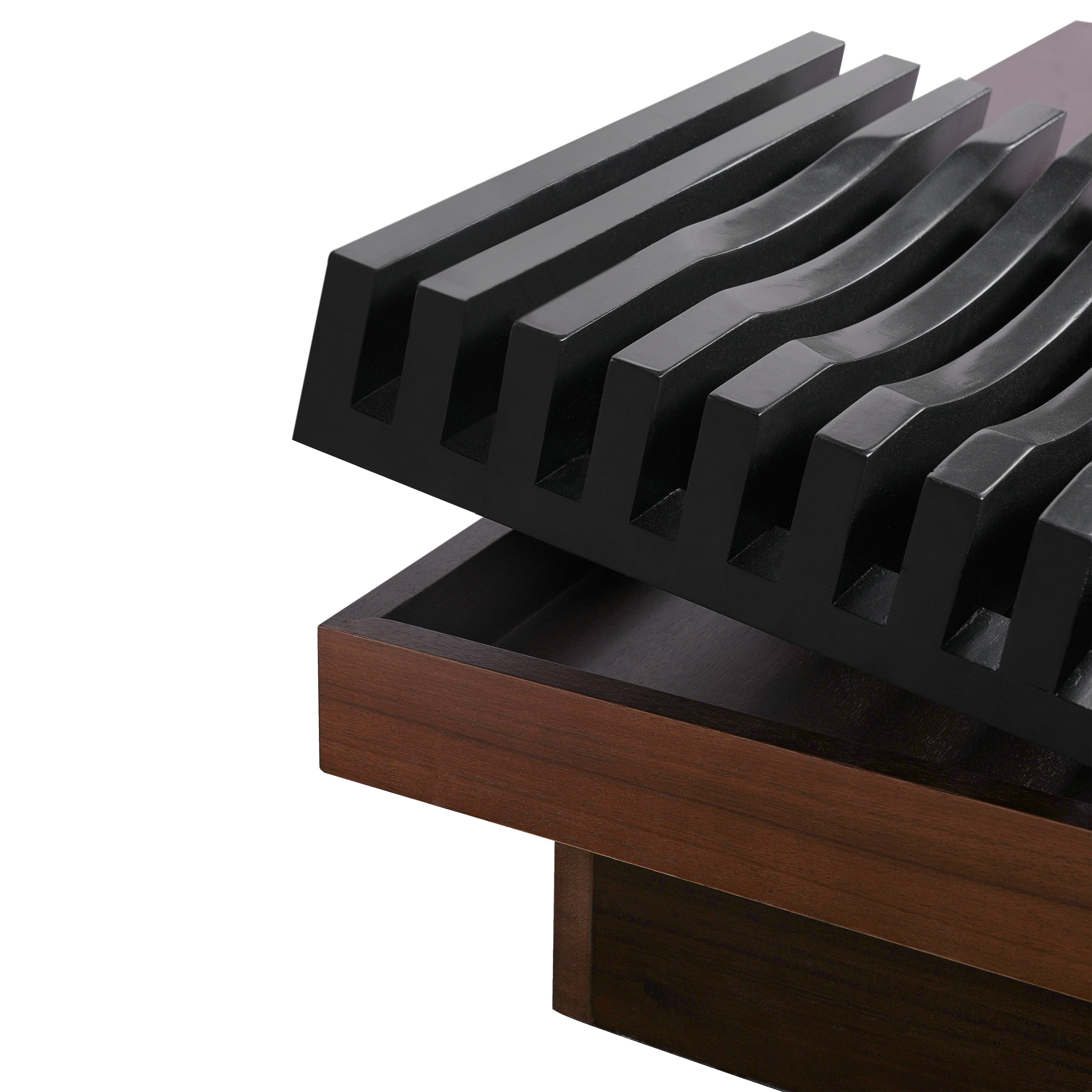 Coffee Table, Italian Retro Style Acacia Wood Coffee Table With Storage Compartments, Square Design For Living Room Lounge, Brown Black