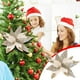 thumbnail image 1 of Seyotauo Christmas Glitter Flower Christmas Tree Decor Artificial Poinsettia Flower Velvet Magnolia s Floral Picks for Christmas Tree Fireplace Xmas Wedding DIY Crafts Wreath Party Floral Decor, 1 of 5