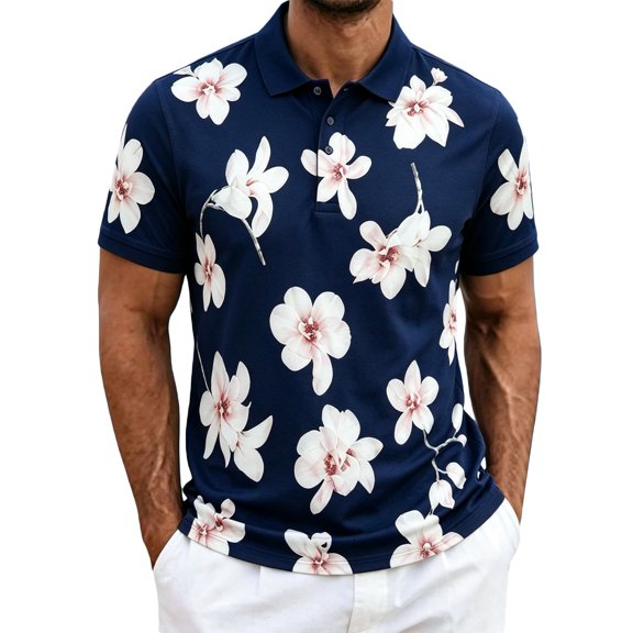 Men's Golf Polo Shirt Summer Graphic Print Short Sleeve Classic Shirt