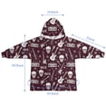 thumbnail image 7 of Burgundy Rock Skull Pattern Blanket Hoodies for Kids 6-13YR Oversize Wearable Blanket Hoodies for Boys Girls Teens, 7 of 7