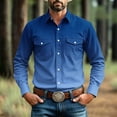 thumbnail image 2 of akafmk Mens Western Shirts Long Sleeve Pearl Snap Shirts Stretch Gradient Button Down Collared Shirts Business Casual Work Shirts, Size XL, 2 of 8