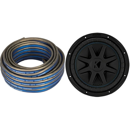 Kicker 50CVX102 10" CompVX 2 Ohm Subwoofer & 46KW1620 16AWG 20ft Speaker Wire