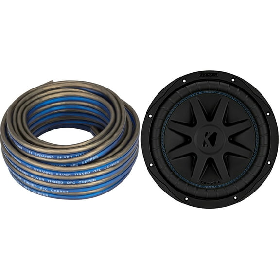 Kicker 50CVX102 10" CompVX 2 Ohm Subwoofer & 46KW1620 16AWG 20ft Speaker Wire