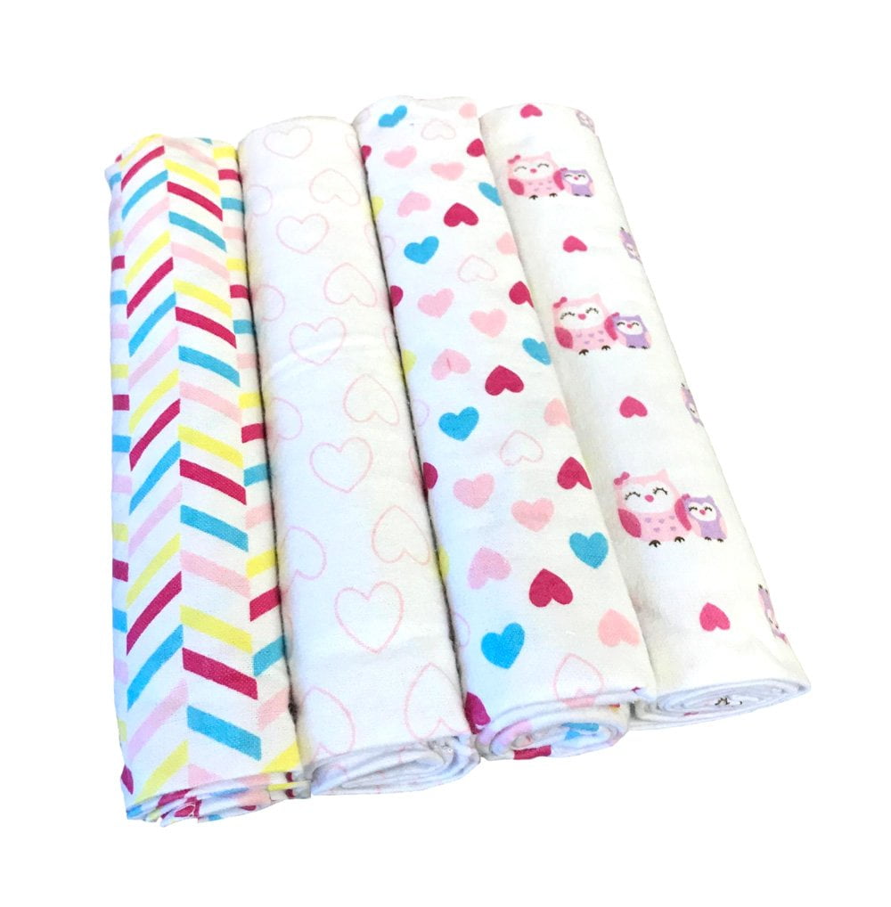 effe bebe 100 Cotton Flannel Baby Receiving Blanket (Lavender) (4PK