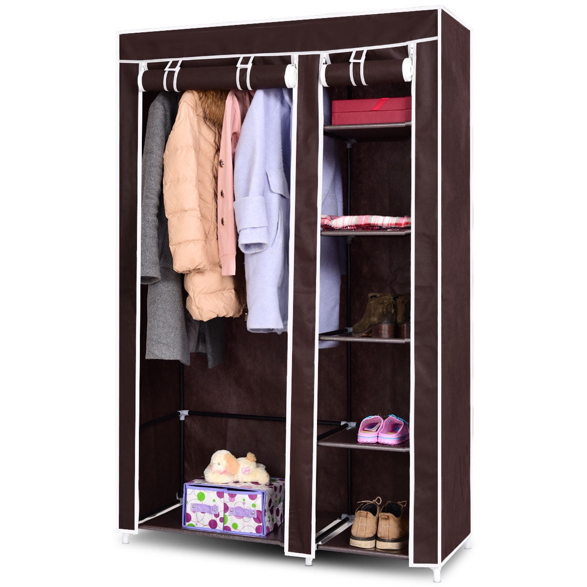 Costway 69 Portable Closet Storage Organizer Clothes Wardrobe Shoe Rack W 6 Shelf Walmart