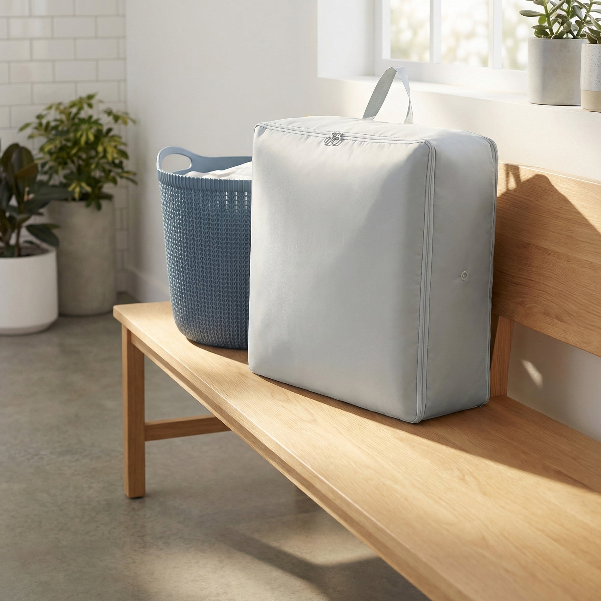 Unique Bargains Foldable Storage Bags Ideal for Organizing Bedroom Grey 21.3"x16.5"x23.6"