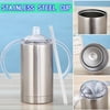Straw Insulated Stainless Steel Sippy Cup With Handles Two Tops And Straw - 12 oz.