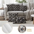 thumbnail image 6 of Black White Floral Outdoor Waterproof Pillow Covers, Farmhouse Vintage Botanical Leaves Decorative Square Throw Pillowcase Sofa Cushion Sham for Patio/Couch/Chair, 18"x18" 2 Pack, 6 of 8