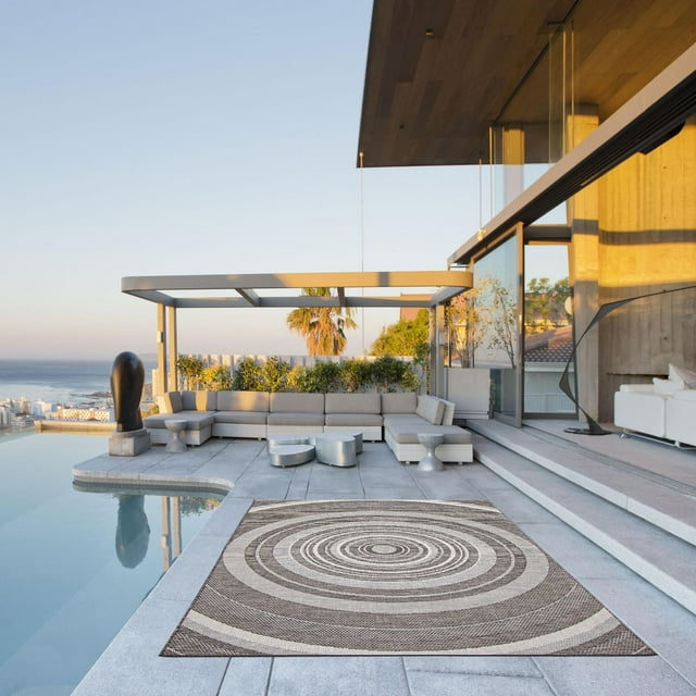ECARPET Tapis d'Extérieur pour Patio, Terrasse, Jardin, Camping, Imperméable, Collection Veranda Modern