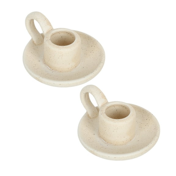 Moluckfu Ceramic Candle Holder for Desktop Decor 2Pcs 3.9In