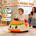 thumbnail image 3 of Conchico 12V Ride on Bumper Cars for Kids with Remote Control, Hamburger Design Ride on Toys with 360° Rotation, Anti-Rollover, Bluetooth, Yellow, 3 of 10