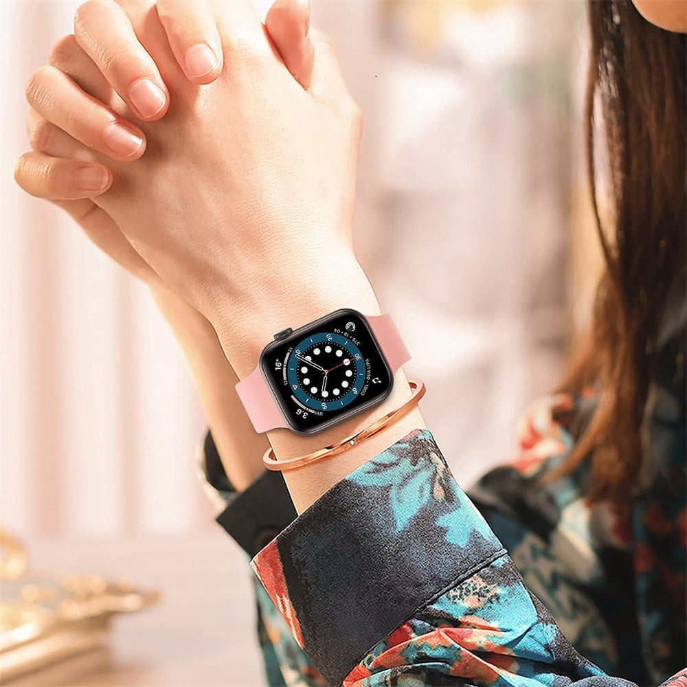 ALMNVO Silicone Band for Apple Watch Sport Bands 40mm 38mm 41mm 44mm 42 mm 45mm Breathable Stretchy Silicone Bracelet iWatch Bands Apple Watch Strap Accessories Series 3 7 6 5 4 3 2 1 Walmart