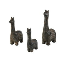 9", 7", 6"H Black Metal Llama Sculpture, by DecMode (3 Count)