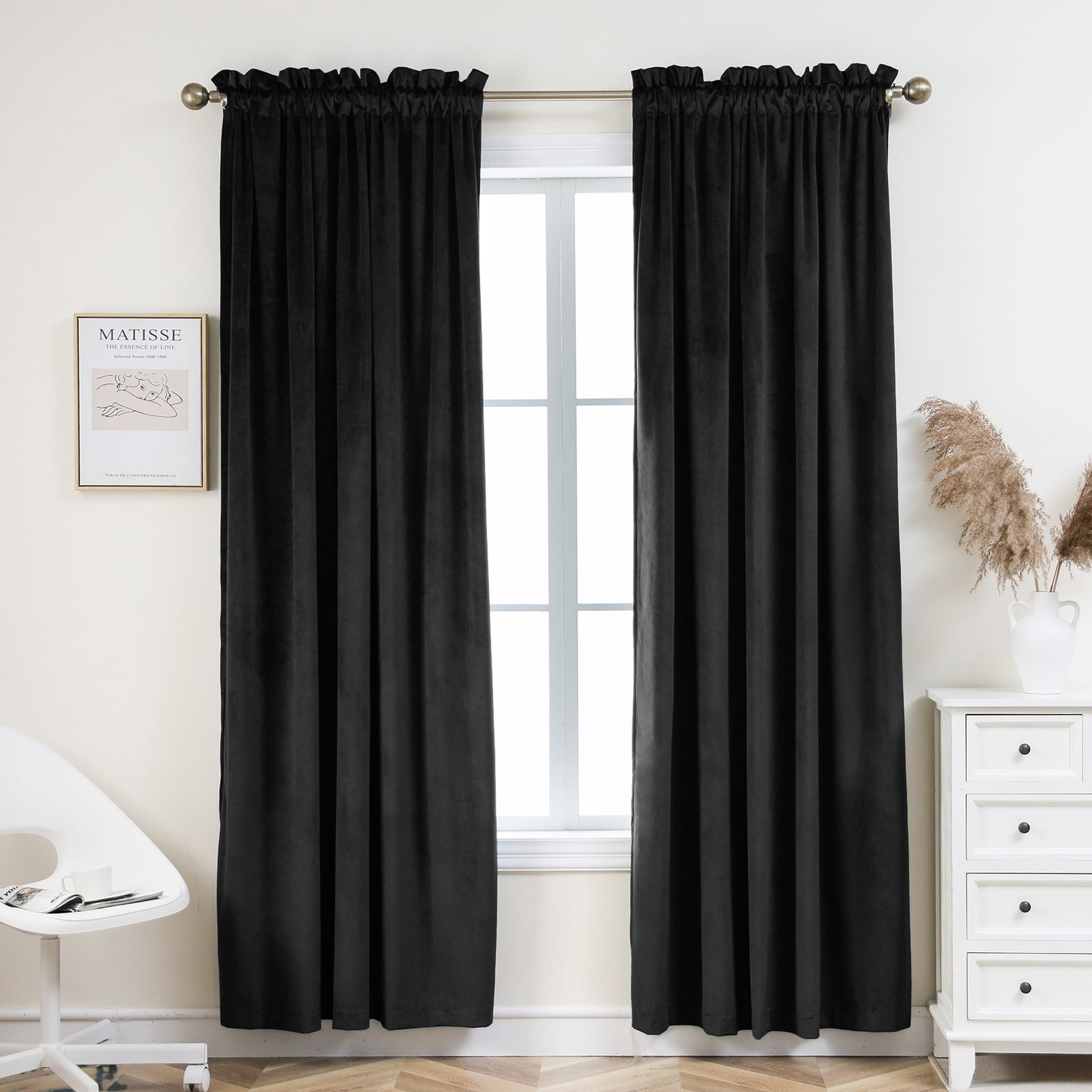 PLEASANT BOULEVAD Rod Pocket Curtains , 52" x 84", 2 Panels
