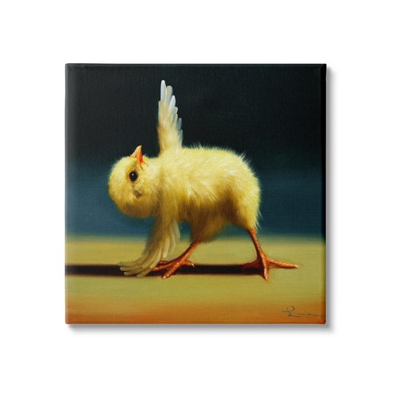Yoga Chicks Triangle Pose Funny Farm Animal Painting Animals & Insects Painting Gallery-Wrapped Canvas Print Wall Art