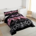 thumbnail image 3 of Castle Fairy Pink Romantic Rose Queen Comforter Set,Bohemian Damask Bedding Comforter Set, 3 of 8