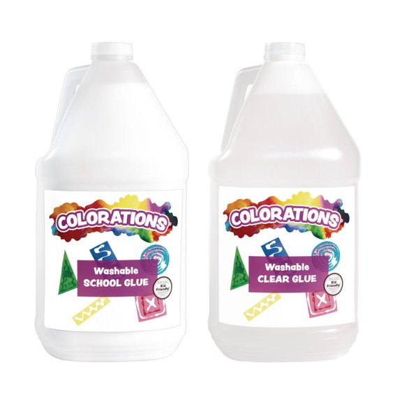 Colorations White & Clear Liquid Glue, 1 Gallon of Each