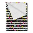 thumbnail image 2 of Colorful Soft Flannel Fleece Throw Blanket, Hand Drawn Grunge Inspired Composition of Circles and Dots on Stripped Backdrop, Cozy Plush for Indoor and Outdoor Use, 50" x 60", Multicolor, by Ambesonne, 2 of 5