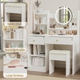 thumbnail image 4 of Alvantor Makeup Vanity Desk with Mirror and Lights, Adjustable Brightness Dressing Table with Cushioned Chair, White, 4 of 8